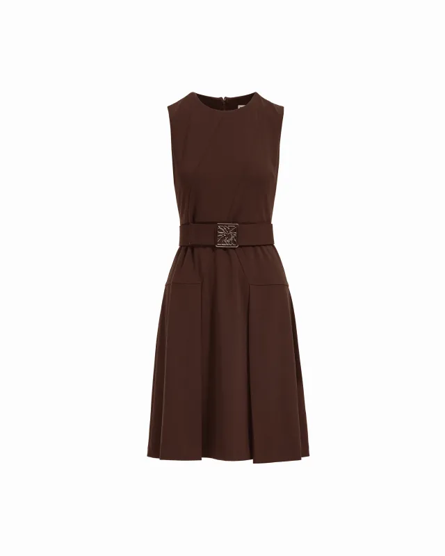 Diagonal Print Sleeveless Fit and Flare Crew Neck Dress made by Kasper