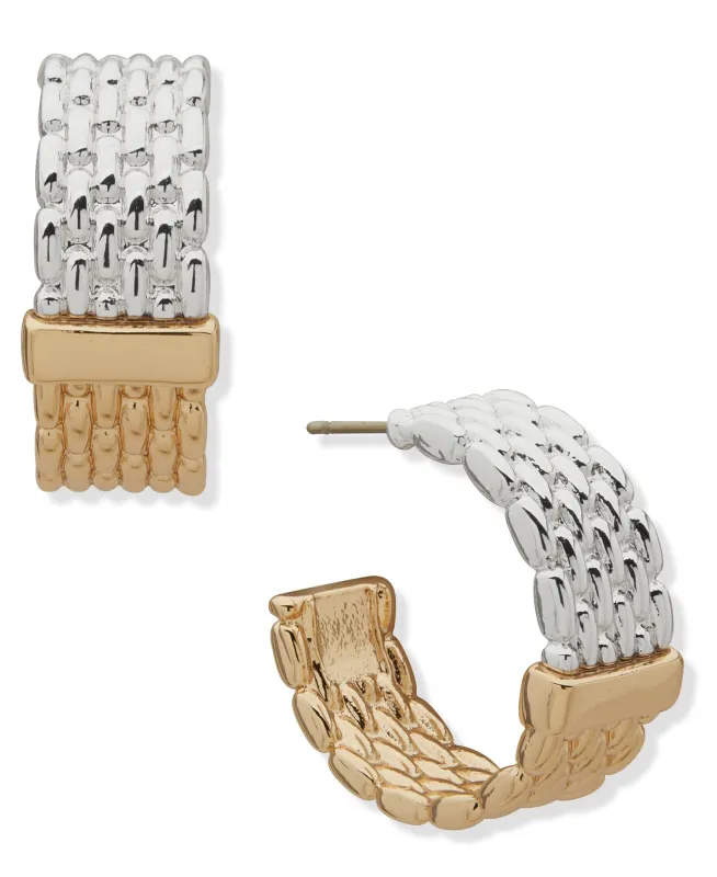 Watchband Hoop Pierced Earrings made by Anne Klein