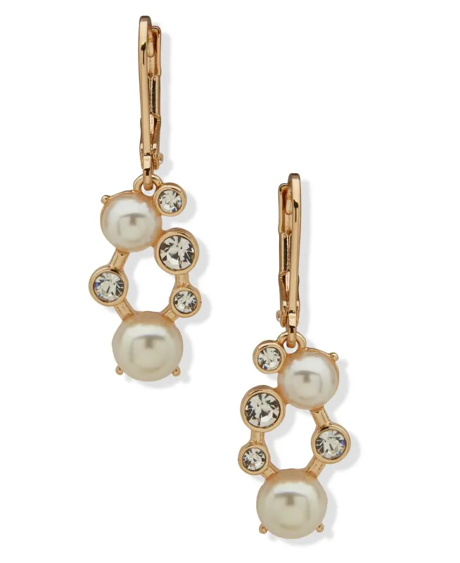 Cluster Stone and Drop Pierced Earrings made by Anne Klein