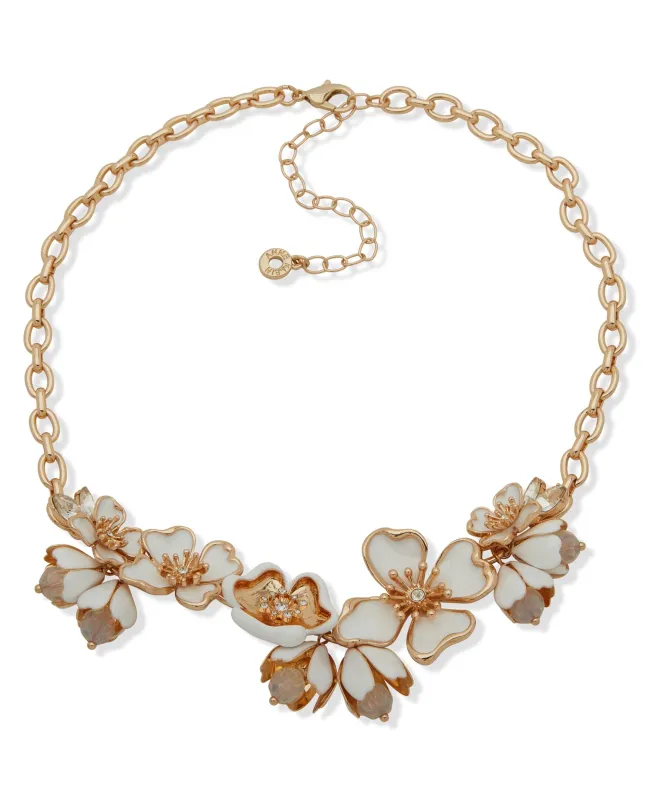 Dramatic Textured Floral Frontal Necklace made by Anne Klein