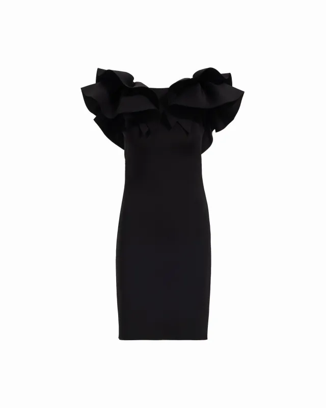 Ruffle Detail Shoulder Sheath Dress made by Kasper