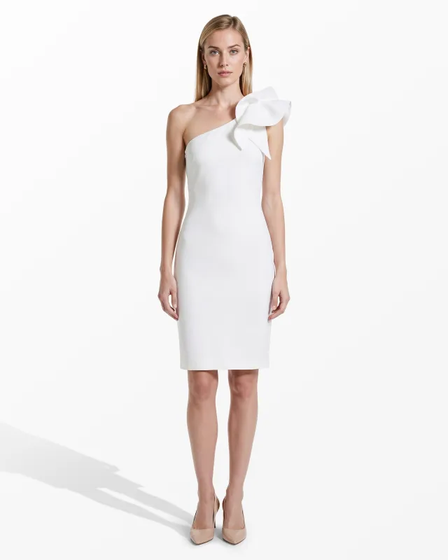 One Shoulder Sheath Silhouette Dress with Ruffle made by Kasper