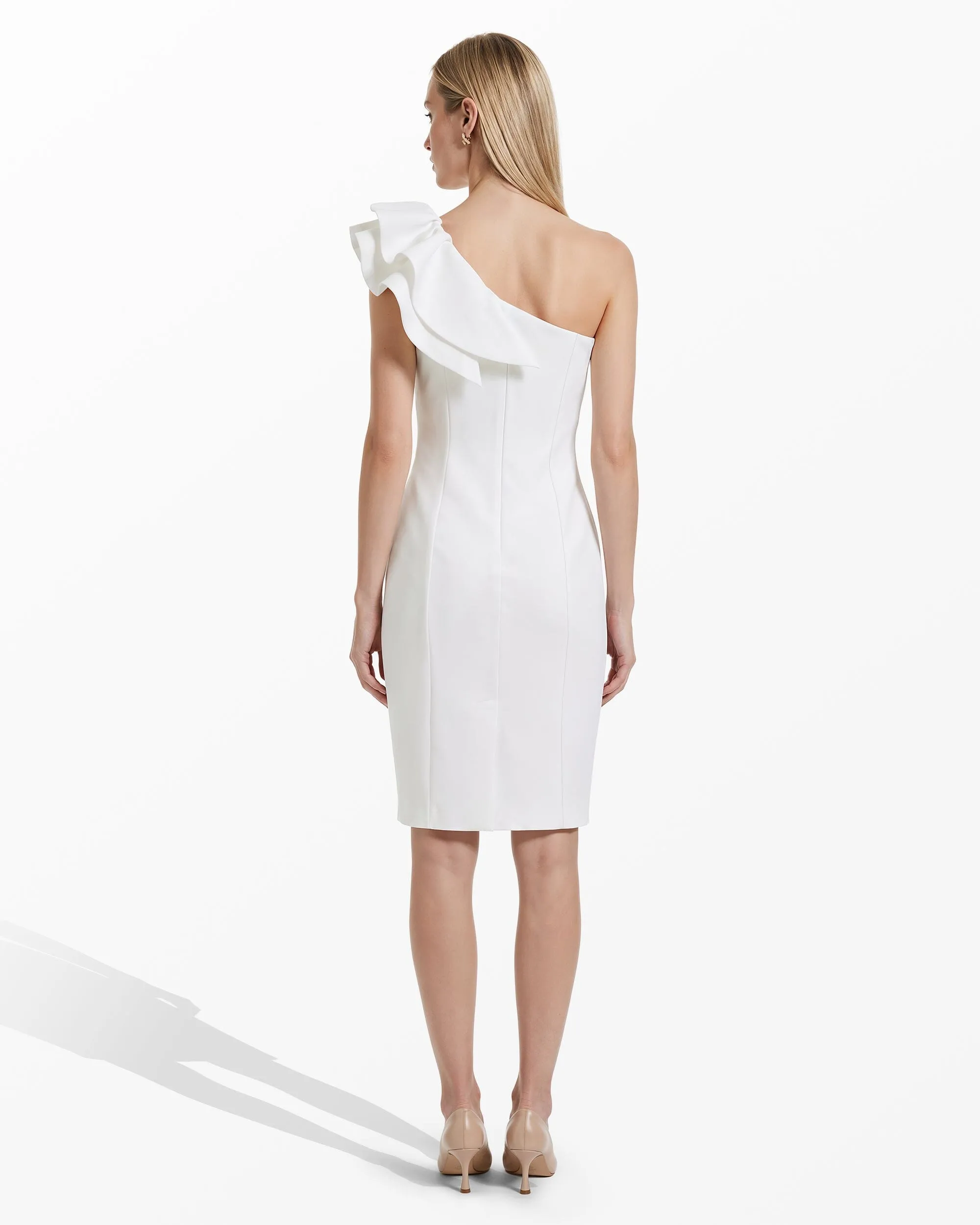 One Shoulder Sheath Dress with Asymmetric Ruffle sold by Anne Klein product image thumbnail 2