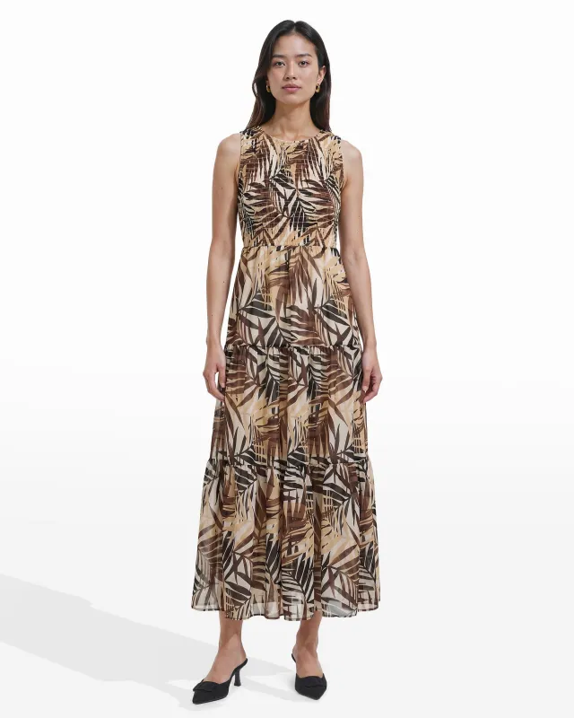 Smocked Bodice Tiered Maxi Dress made by Kasper