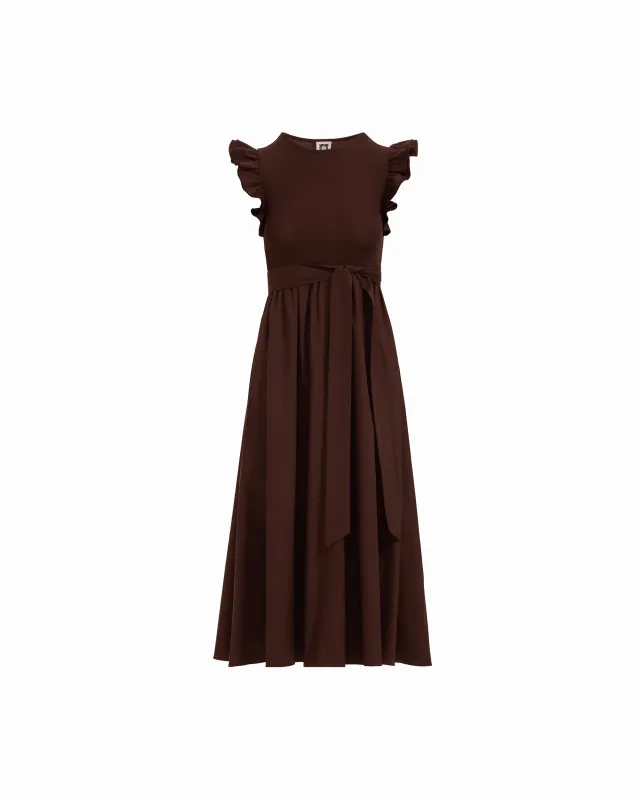 Mixed Media Midi Dress With Ruffle Sleeves made by Kasper