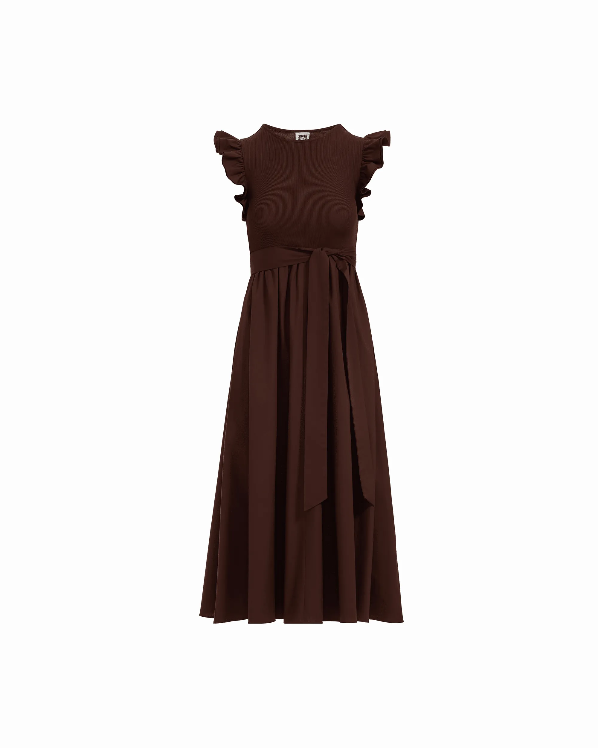 Mixed Media Midi Dress With Ruffle Sleeves sold by Anne Klein