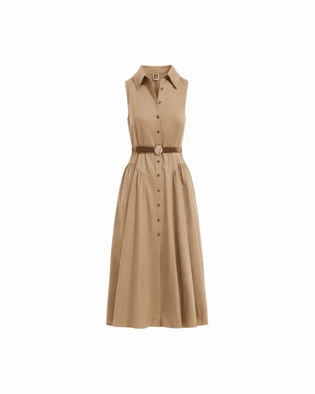 Sleeveless Collared Button-Front Shirt Dress made by Kasper