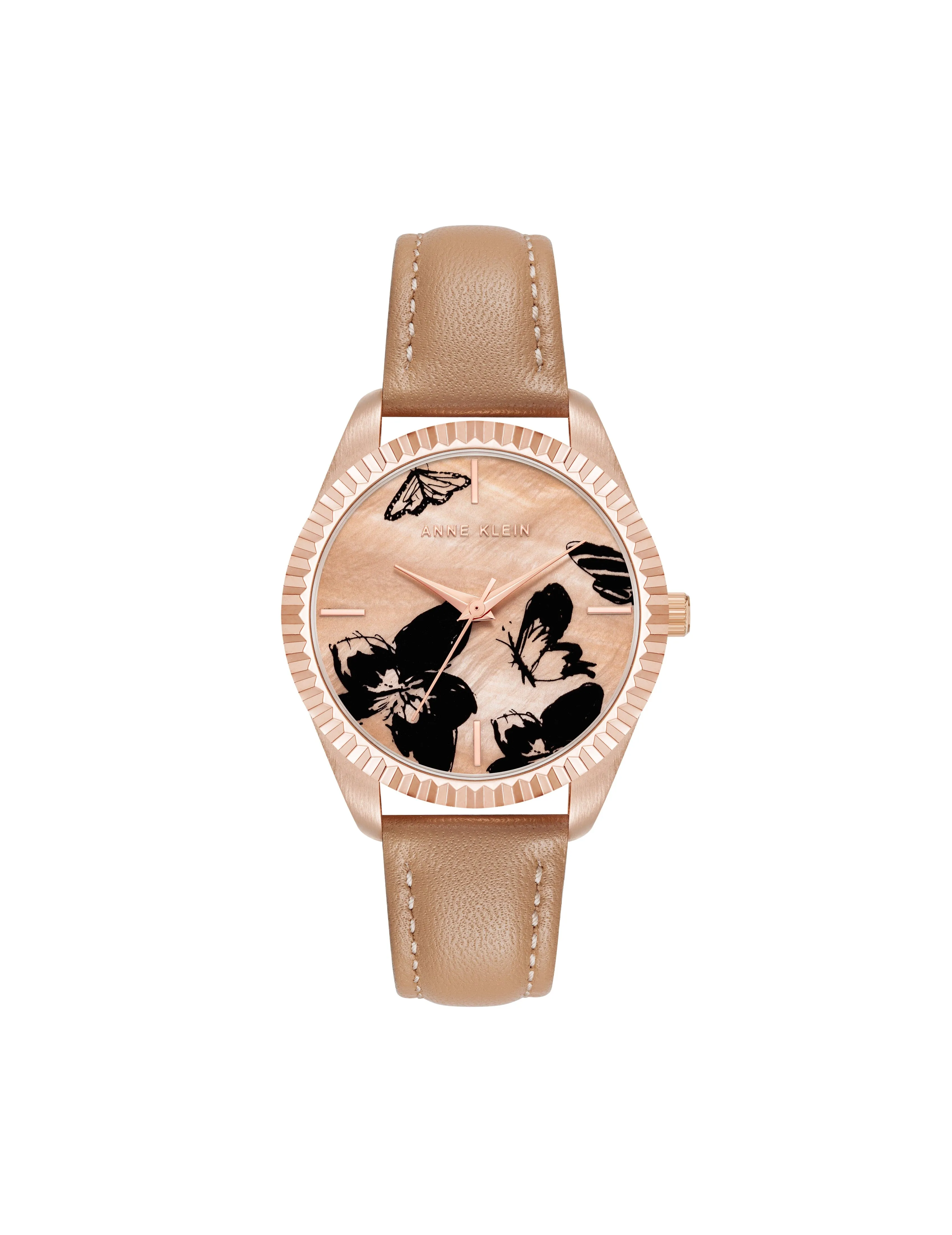Butterfly Dial Leather Strap Watch sold by Anne Klein