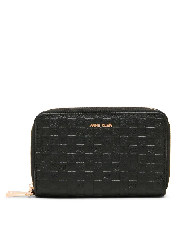 Embossed Double Zip Around Wallet made by Anne Klein