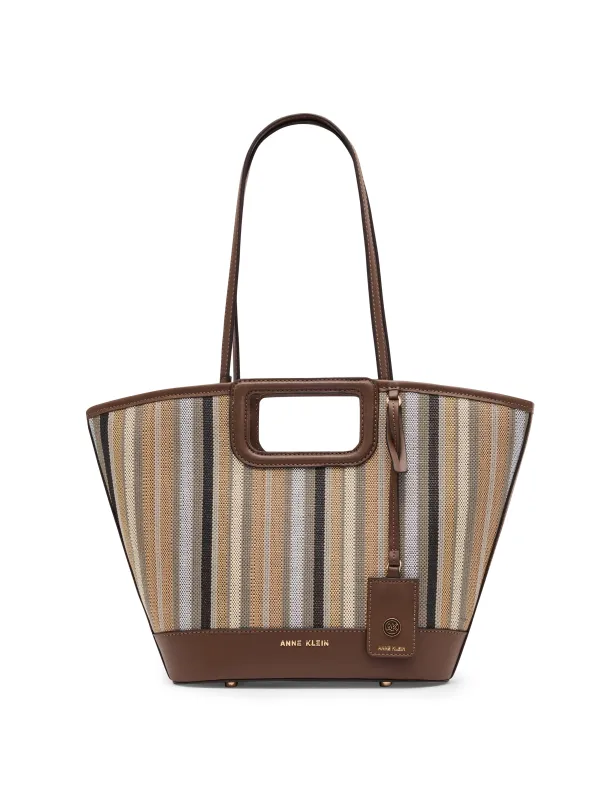 Stripe Cut Out Handle Tote made by Anne Klein