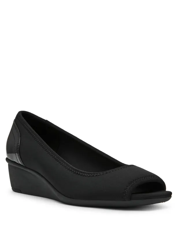 Waylynn Peep-Toe Wedge Sandal made by Anne Klein