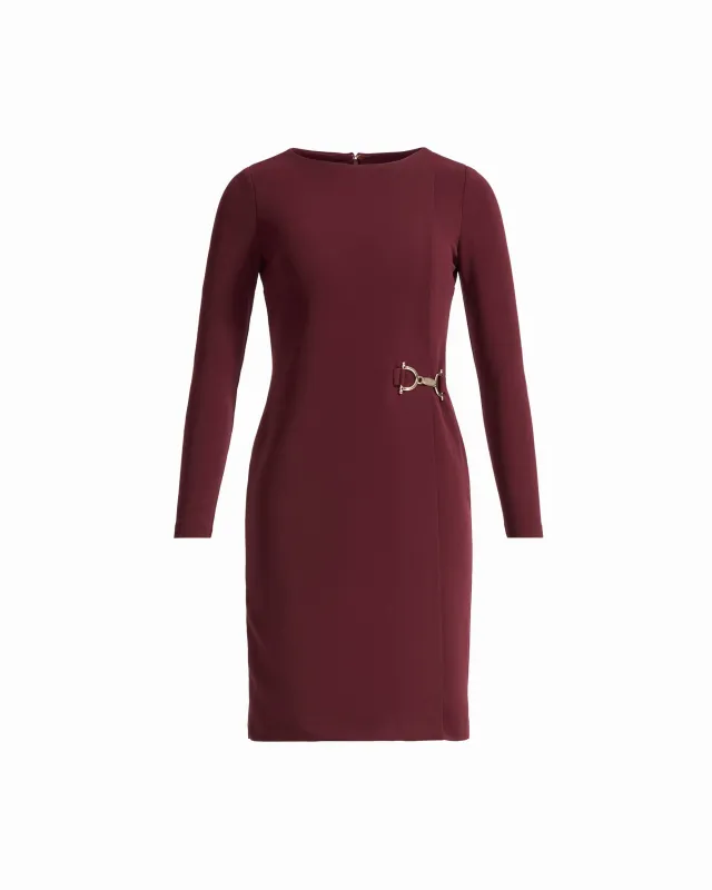 Long Sleeve Boat Neck Sheath Dress with Accent Waist made by Kasper