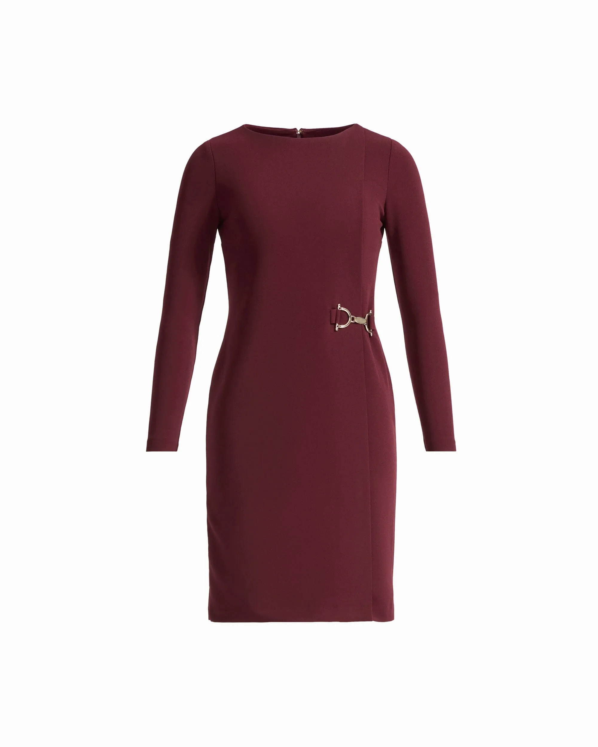 Long Sleeve Boat Neck Sheath Dress with Accent Waist sold by Anne Klein
