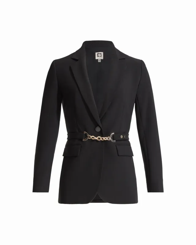Belted Notch Lapel Single-Button Jacket made by Kasper