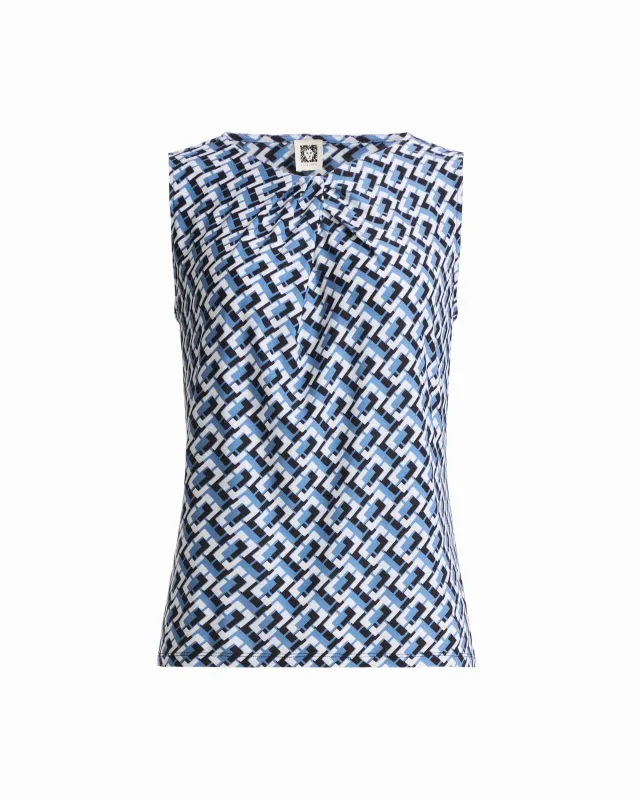 Asymmetric Pleat Cowl Neck Sleeveless Knit Shell Top made by Kasper