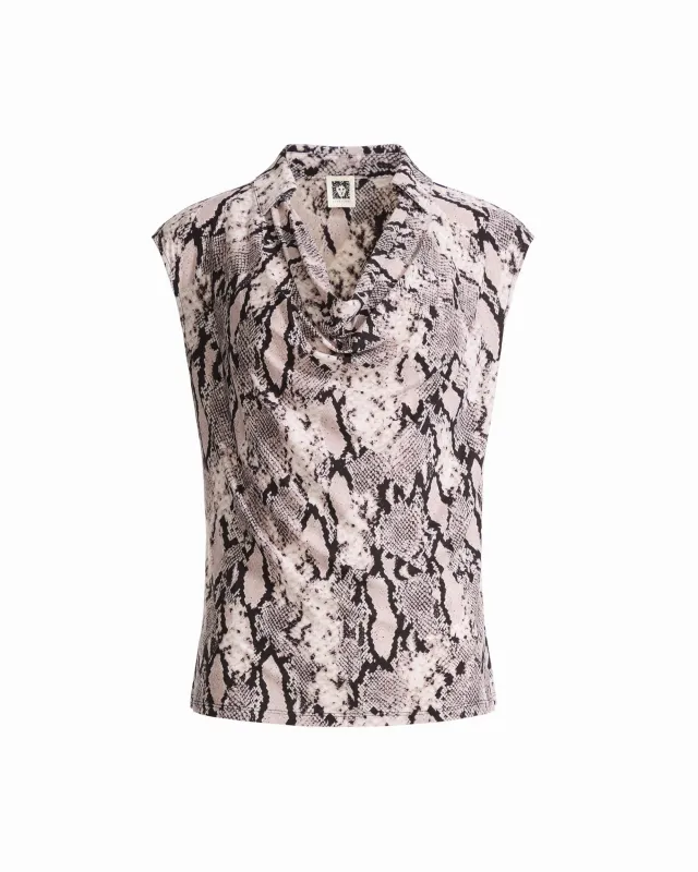 Extended Shoulder Sleeveless Cowl Neck Collar Top made by Kasper