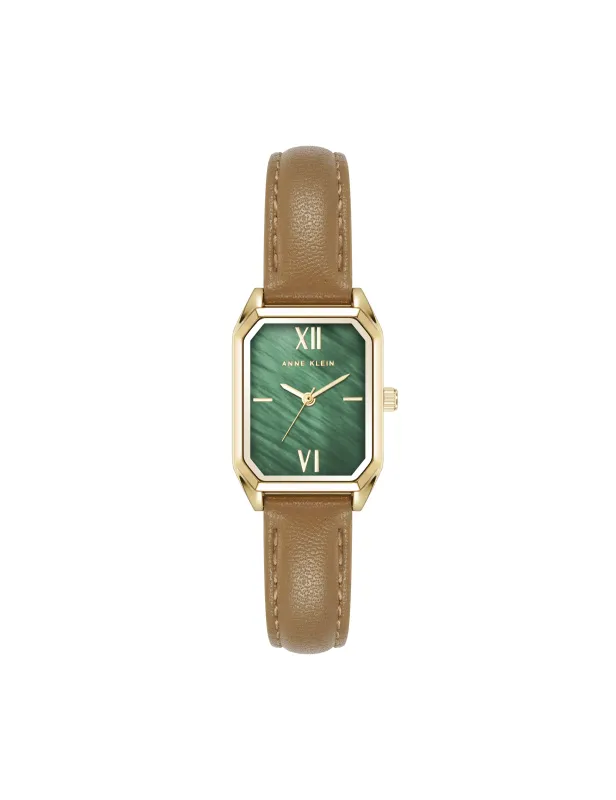 Octagonal Leather Strap Watch made by Anne Klein