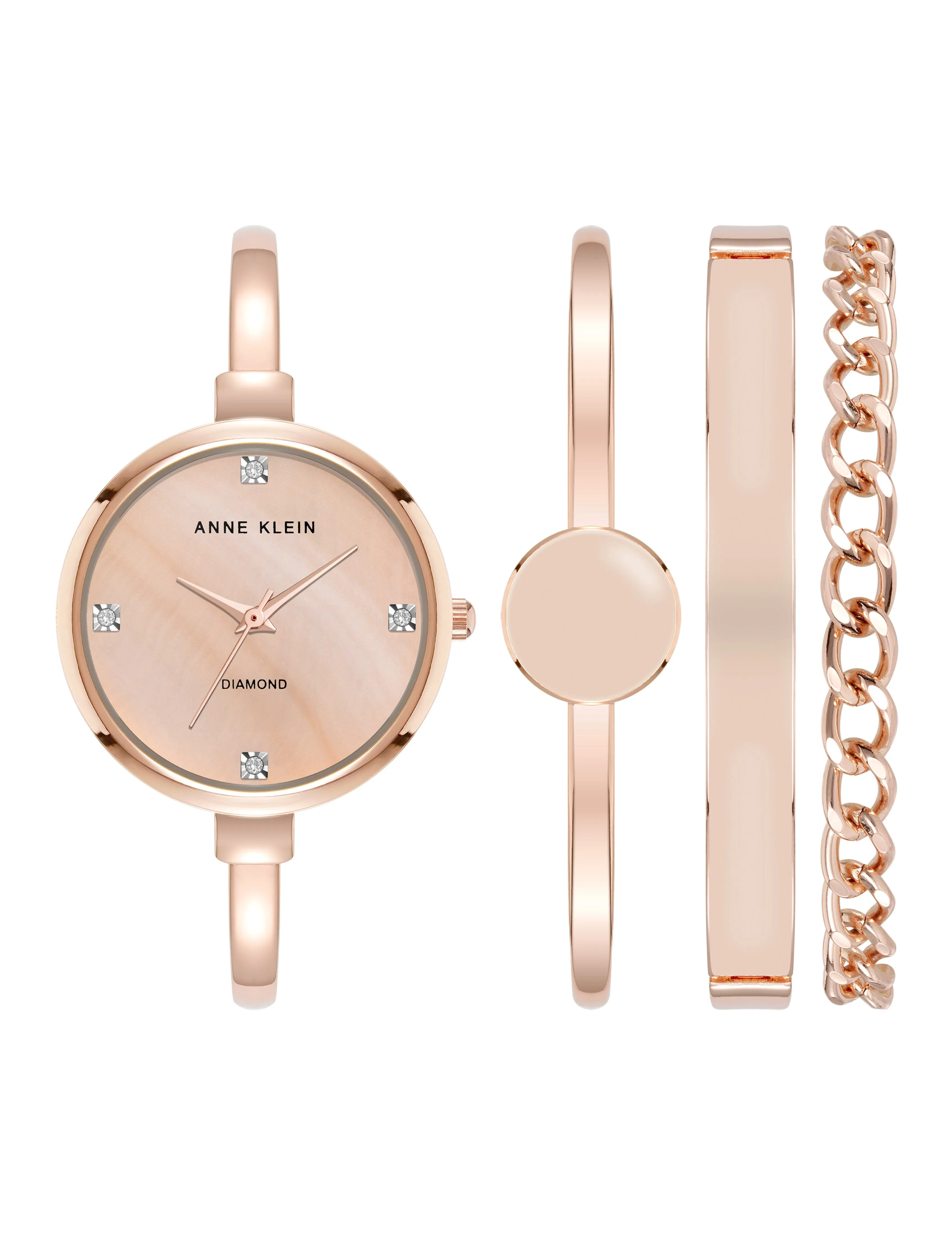 Genuine Diamond Accented Bangle Watch and Bracelet Set sold by Anne Klein