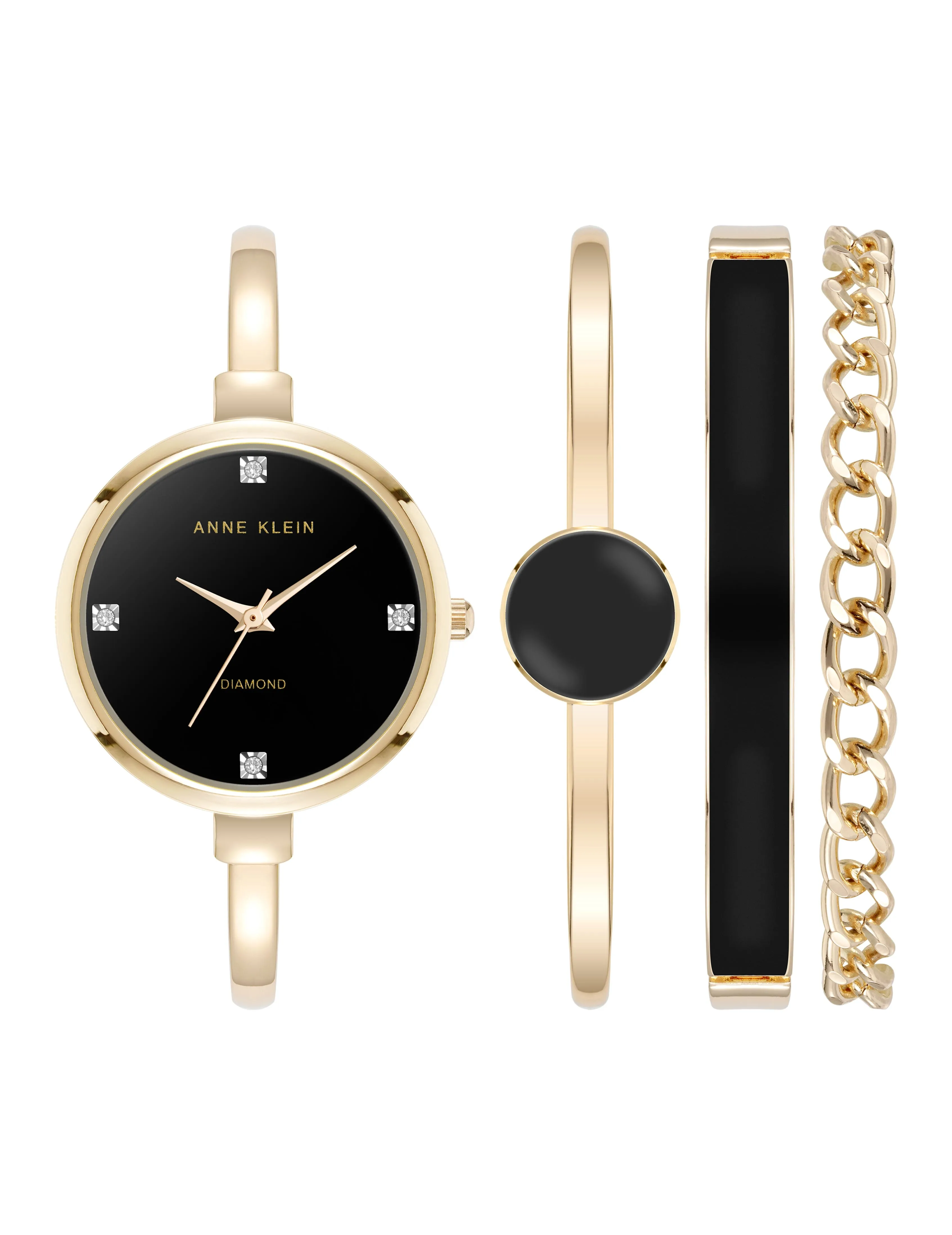 Genuine Diamond Accented Bangle Watch and Bracelet Set sold by Anne Klein
