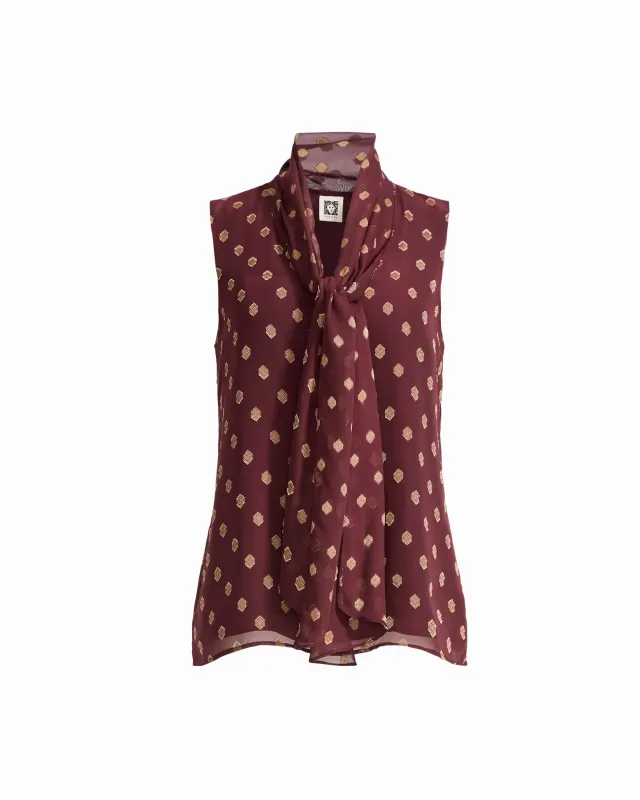 Petite Bow Tie Front V-Neck Sleeveless Blouse made by Kasper