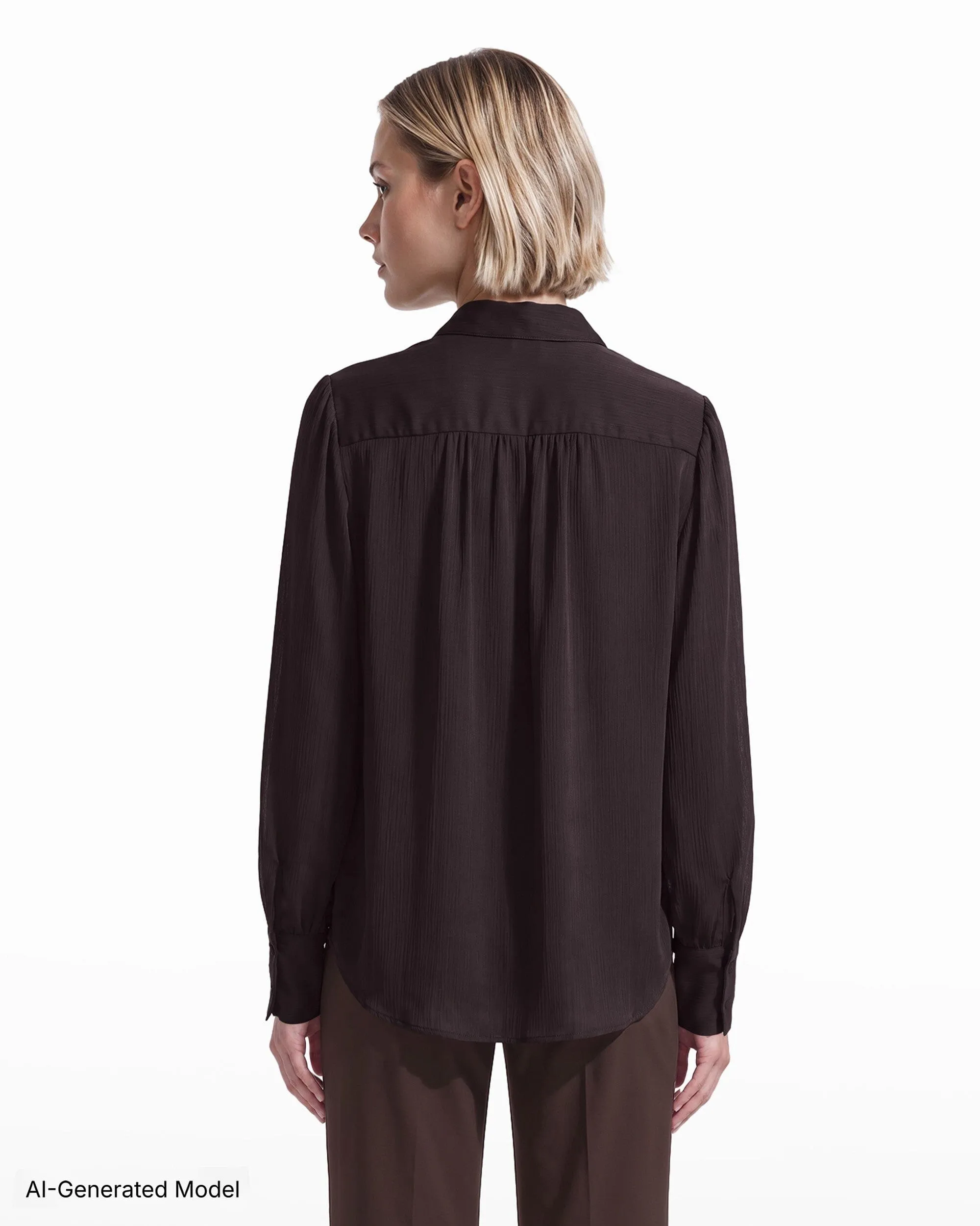Long Sleeve Pleated Front Blouse sold by Anne Klein product image thumbnail 3
