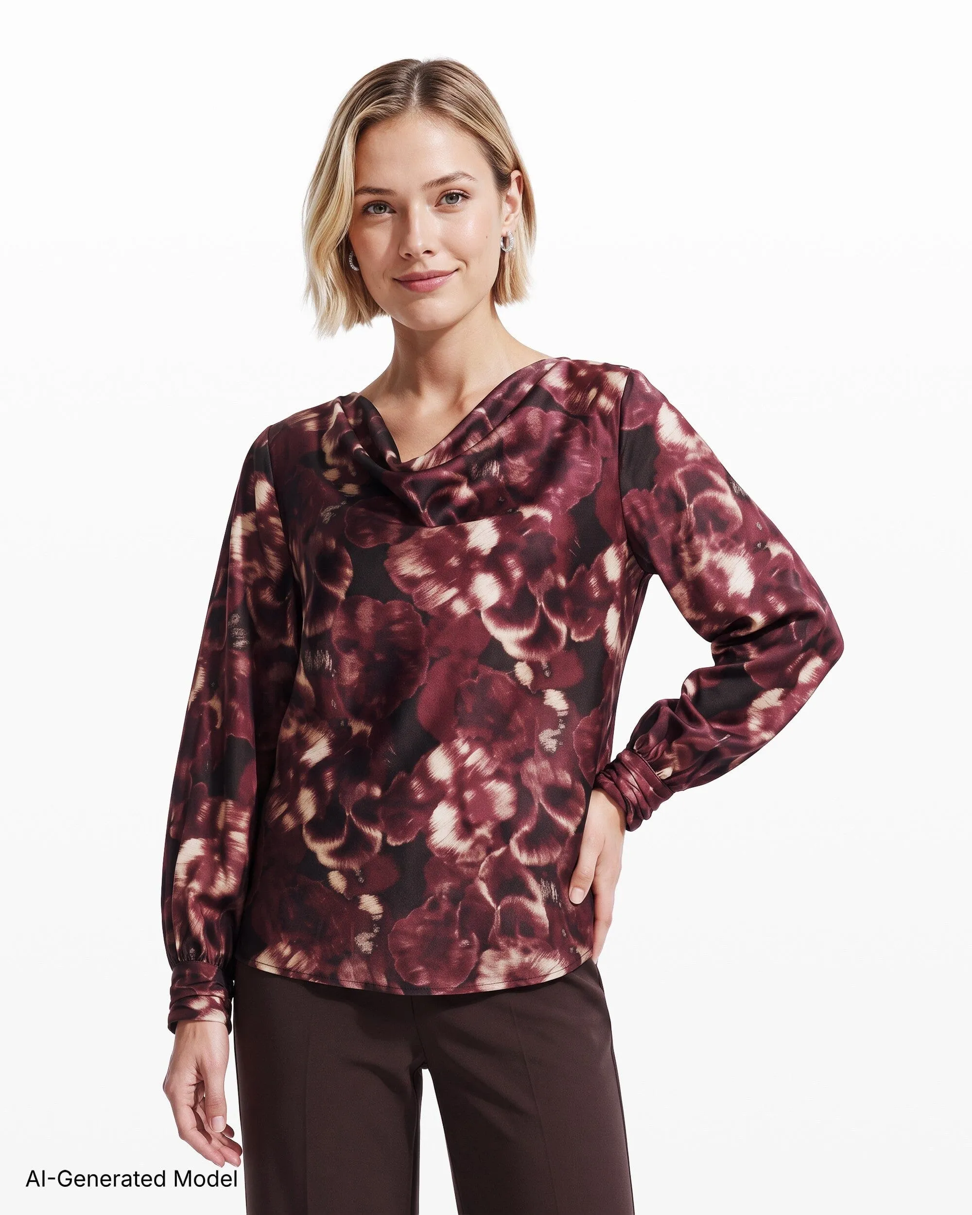 Drape Neck Blouse with Cuffs sold by Anne Klein product image thumbnail 4