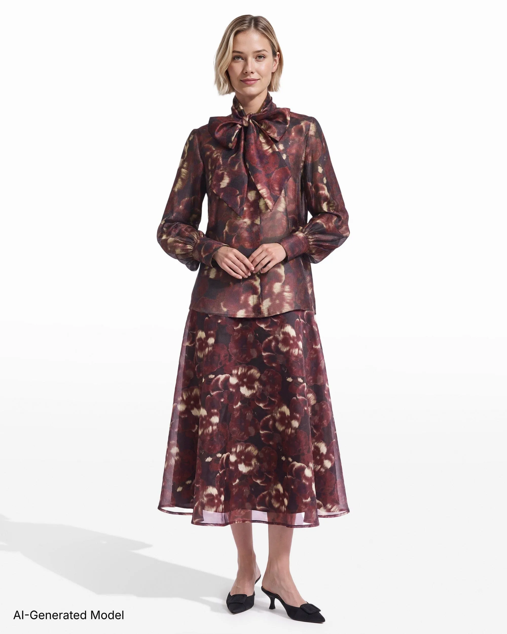 Long Sleeve Blouse With Neck Bow sold by Anne Klein product image thumbnail 3
