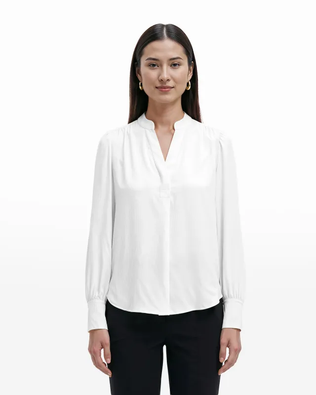 Long Sleeve Pleat Front Blouse made by Kasper
