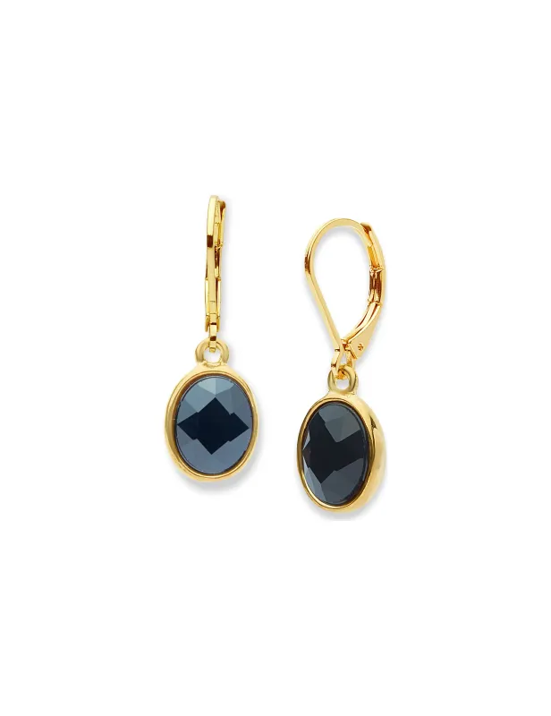 Jet Stone Drop Earrings made by Anne Klein