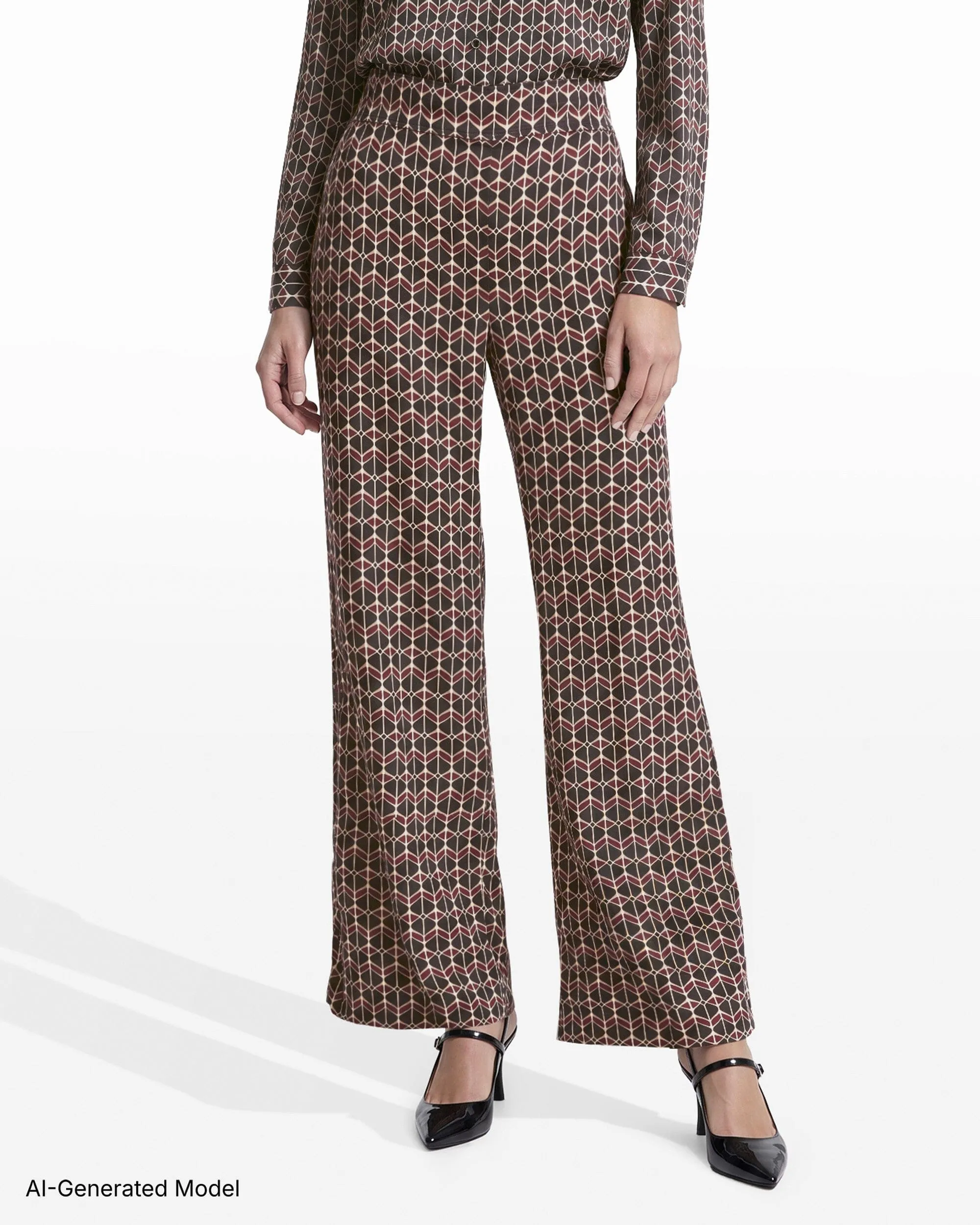 High Rise Pull-On Wide Leg Pant sold by Anne Klein