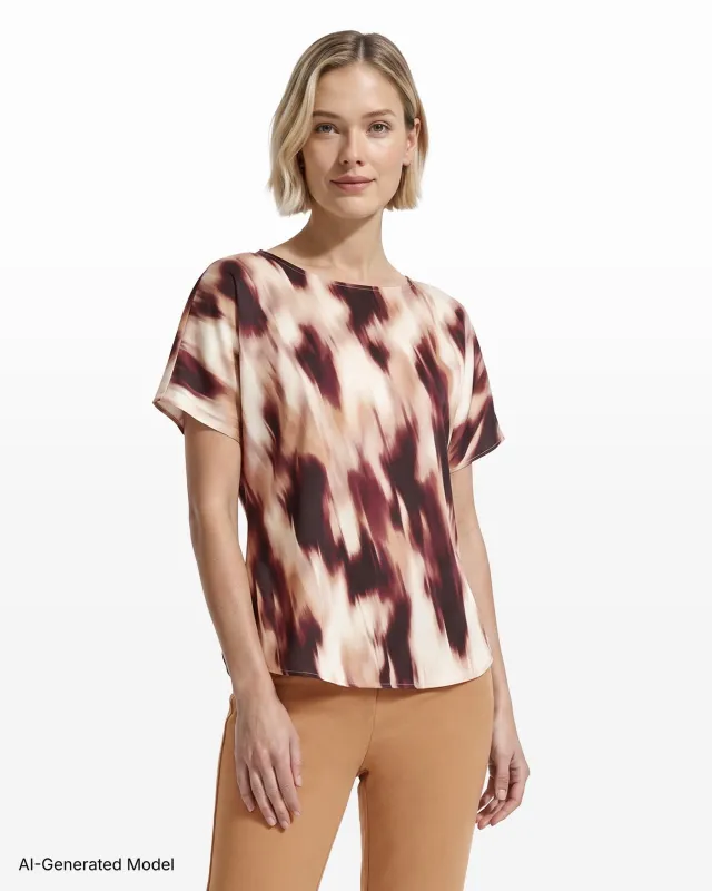 Cowl Neck Short Sleeve Woven Blouse made by Kasper