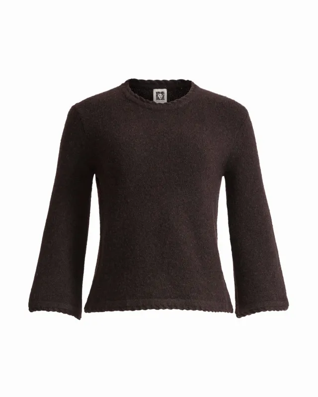 Petite Braided Trim Bell Sleeve Crew Neck Sweater made by Kasper