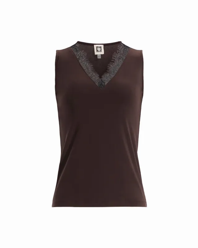 V-Neck Lace Trim Top made by Kasper