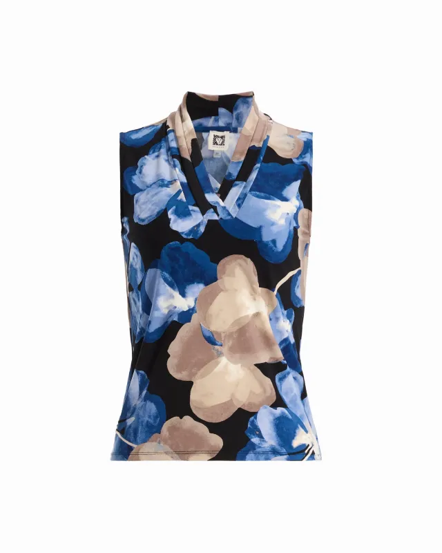 Plus Size Graphic Floral V-Neck Top made by Kasper