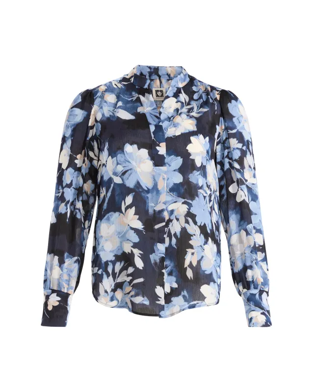 Pleat Front Long Sleeve Blouse made by Kasper