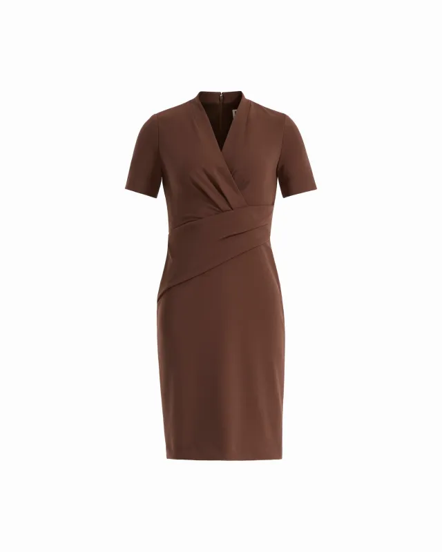 Twist Faux Wrap Short Sleeve Dress made by Kasper