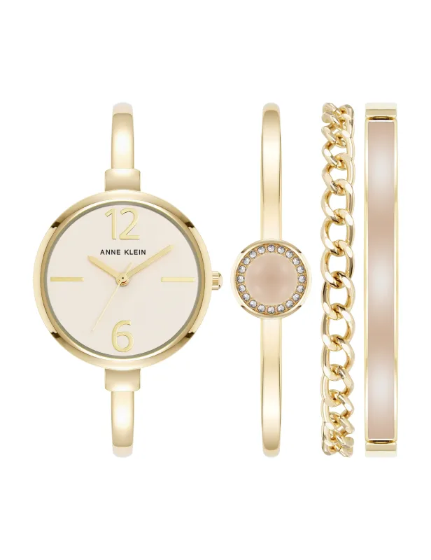 Modern Bangle Watch and Bracelet Set made by Anne Klein