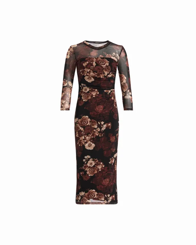 Printed Mesh Long Sleeve Midi Dress made by Kasper