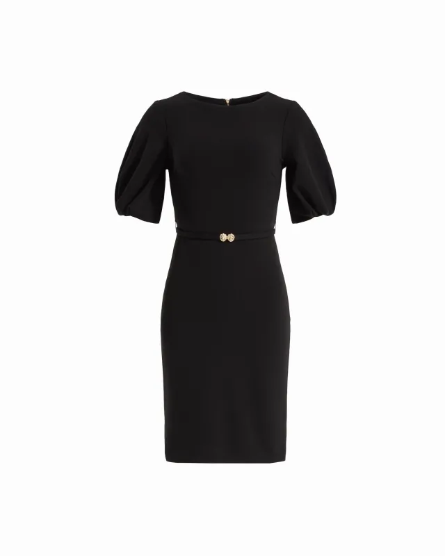 Boat Neck Puff Sleeve Sheath Dress made by Kasper
