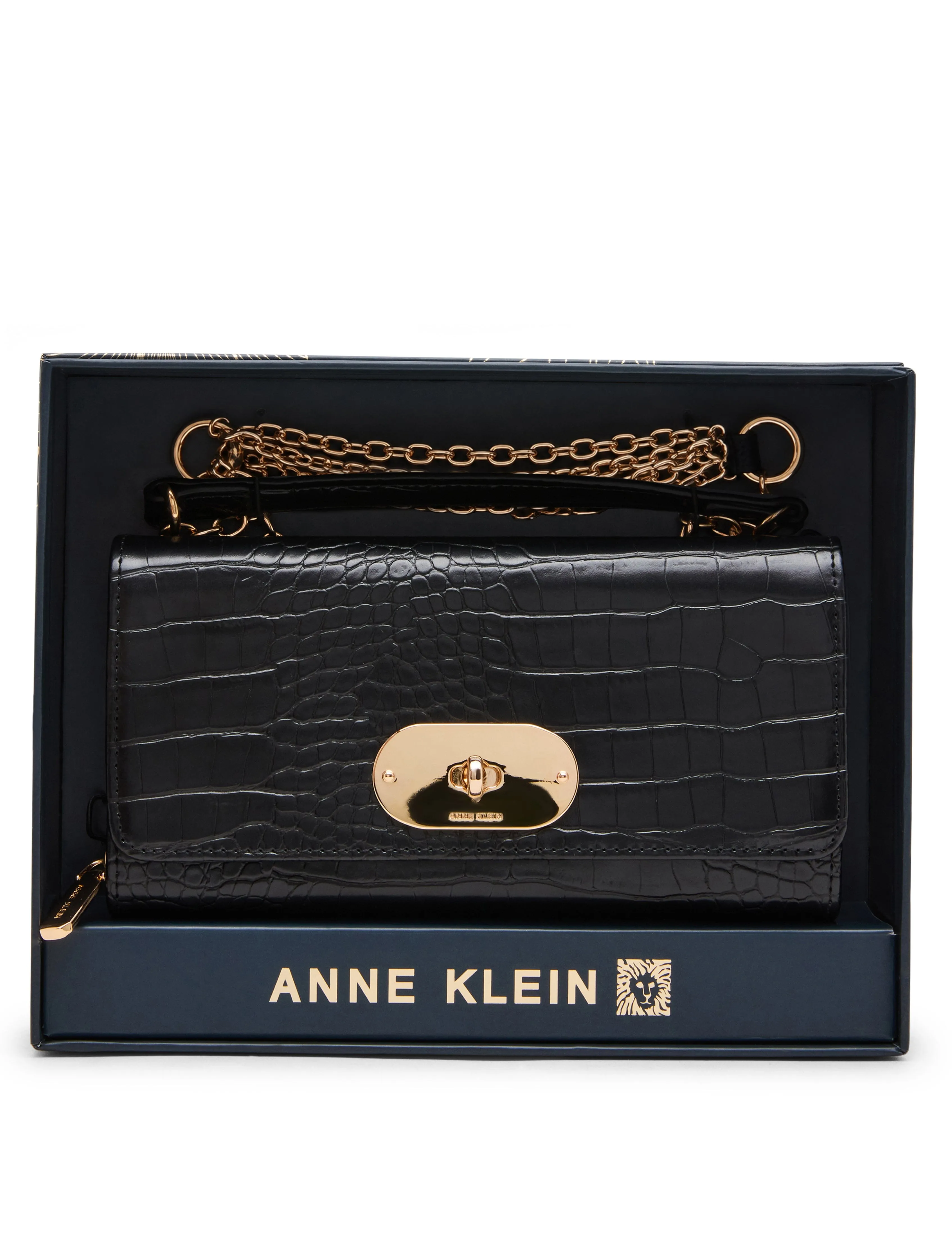 Faux Croc Embossed Turnlock Wallet on Chain sold by Anne Klein product image thumbnail 2