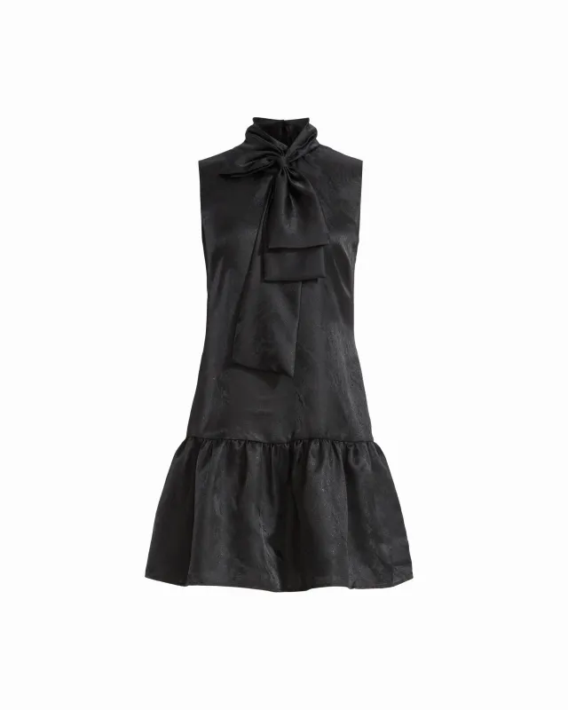 Sleeveless Bow Neck Tiered Jacquard Dress made by Kasper