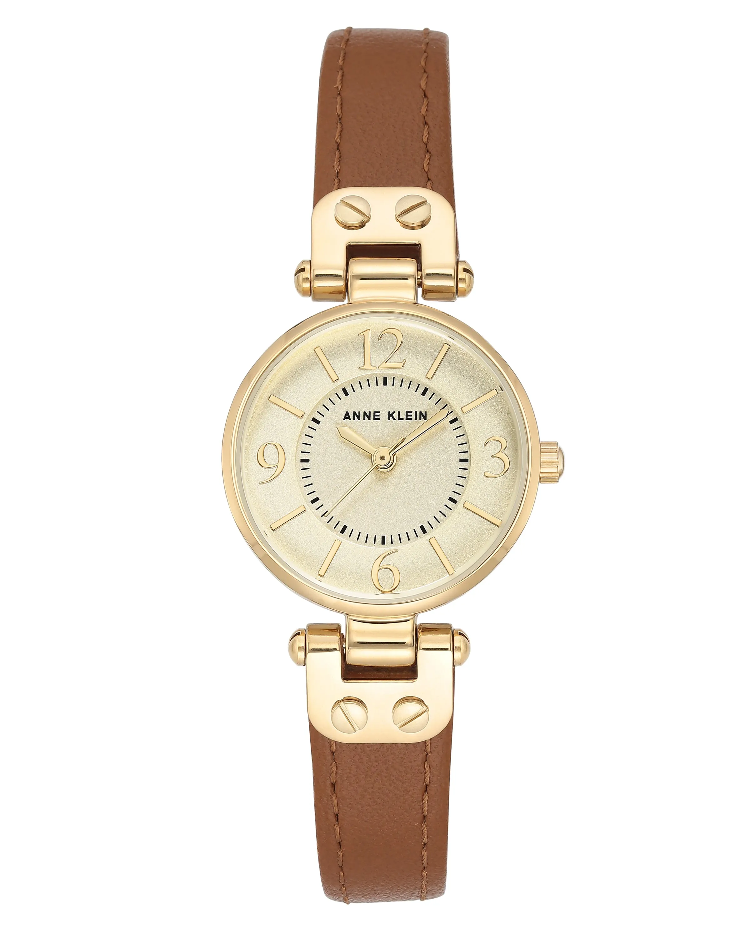 Classic Round-Face Leather Strap Watch sold by Anne Klein
