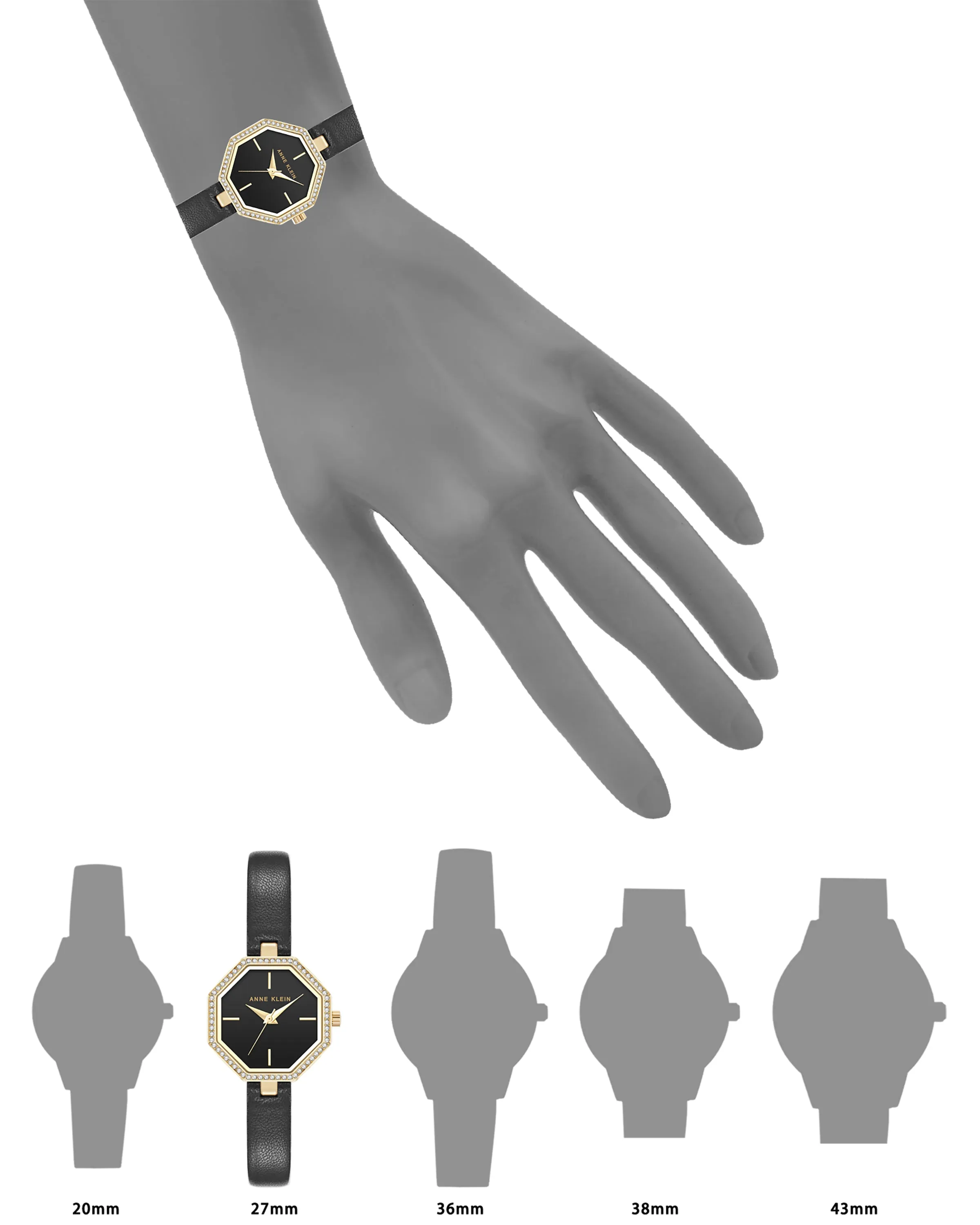 Crystal Accented Octagonal Leather Strap Watch sold by Anne Klein product image thumbnail 4