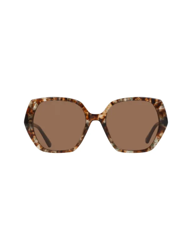 Geometric Color-Block Tortoise Sunglasses made by Anne Klein