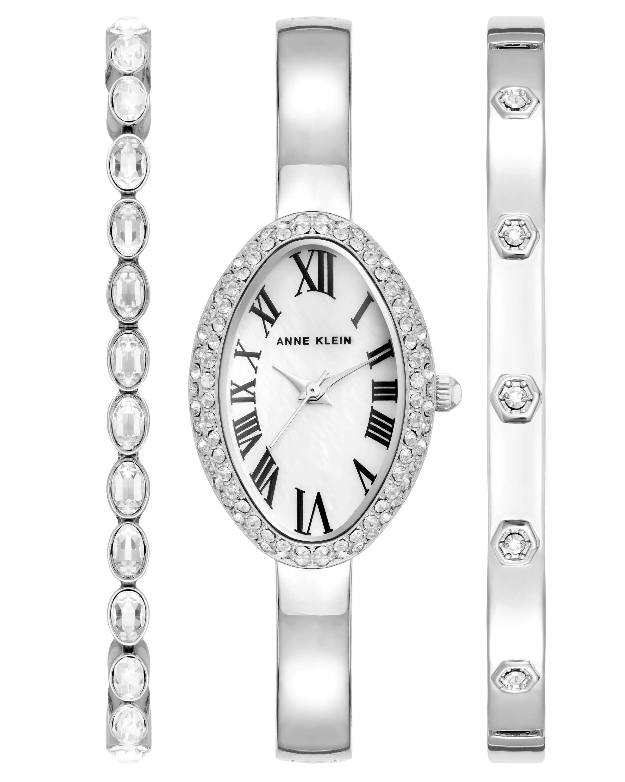 Crystal Accented Bangle Watch and Bracelet Set sold by Anne Klein