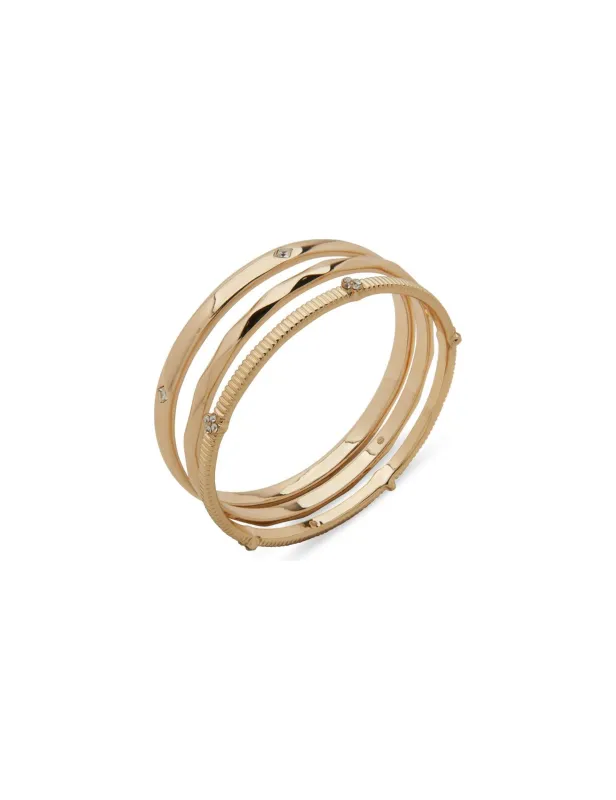 Textured and Stone Bangle Bracelet Set made by Anne Klein