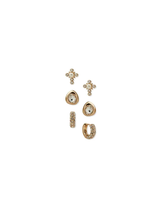 Puffy Stone and Cross Earrings made by Anne Klein