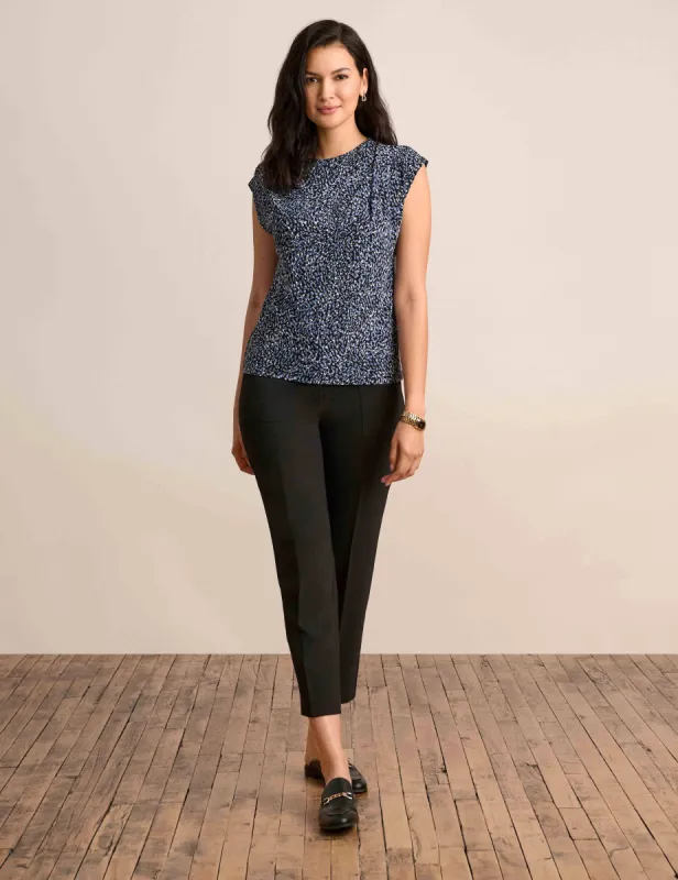 Printed Asymmetric Shoulder Pleat Top sold by Anne Klein