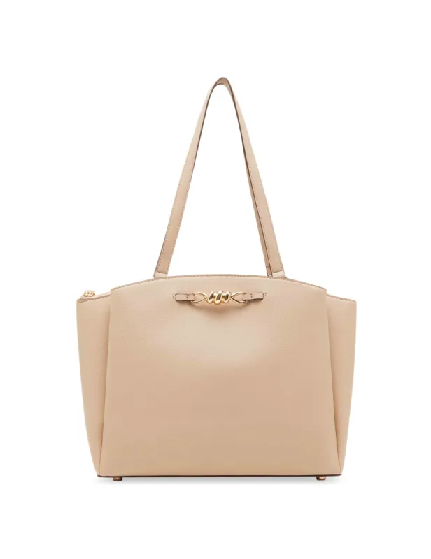 Triple Compartment Tote With Twisted Hardware Detailing sold by Anne Klein