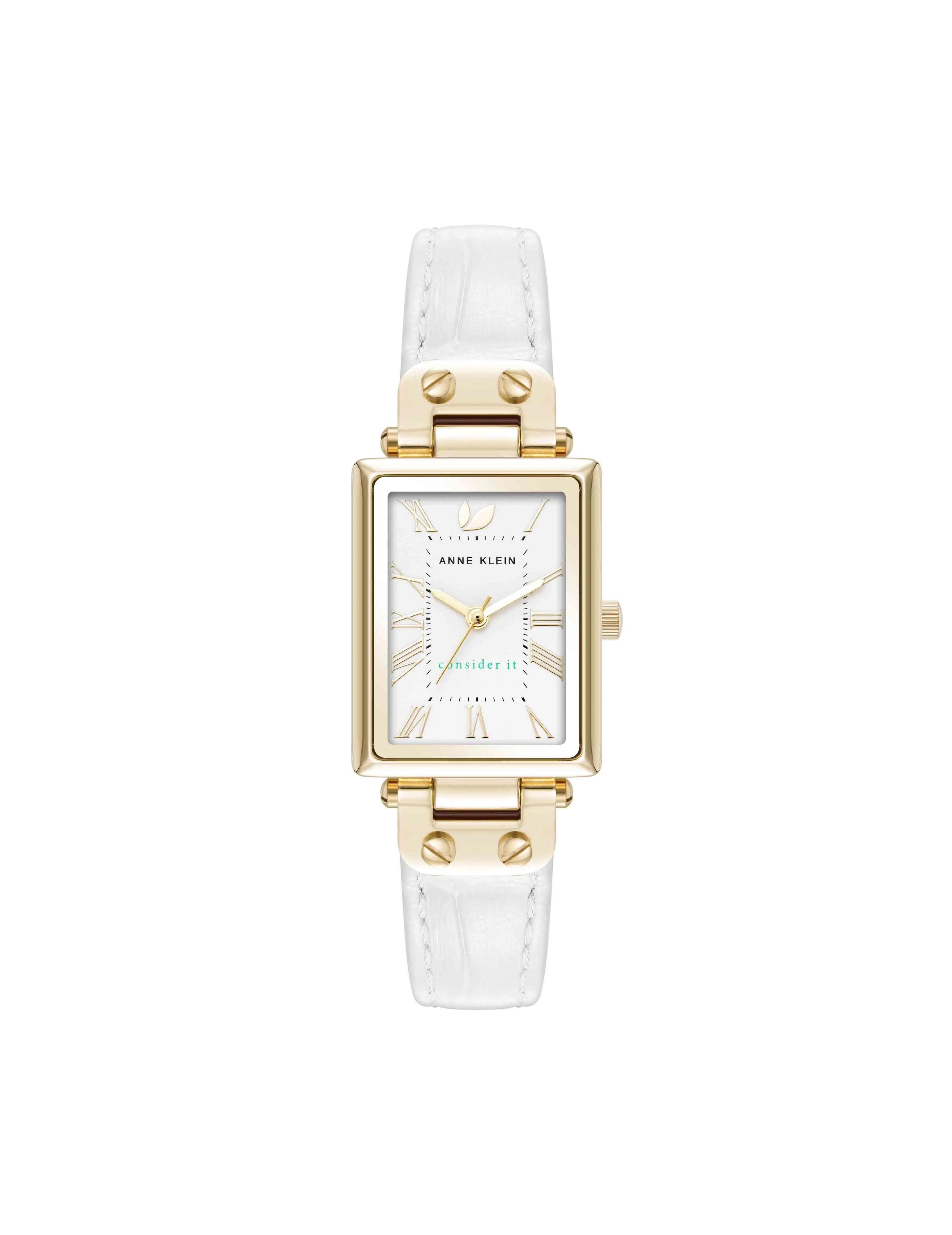Consider It Rectangular Case Leather Watch sold by Anne Klein